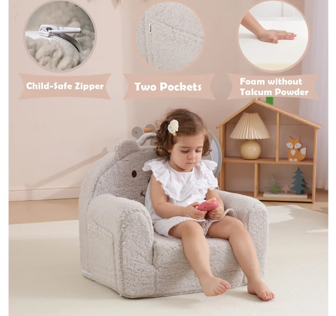 New Kids Sherpa Bear Toddler Armchair with Ottoman - photo 3