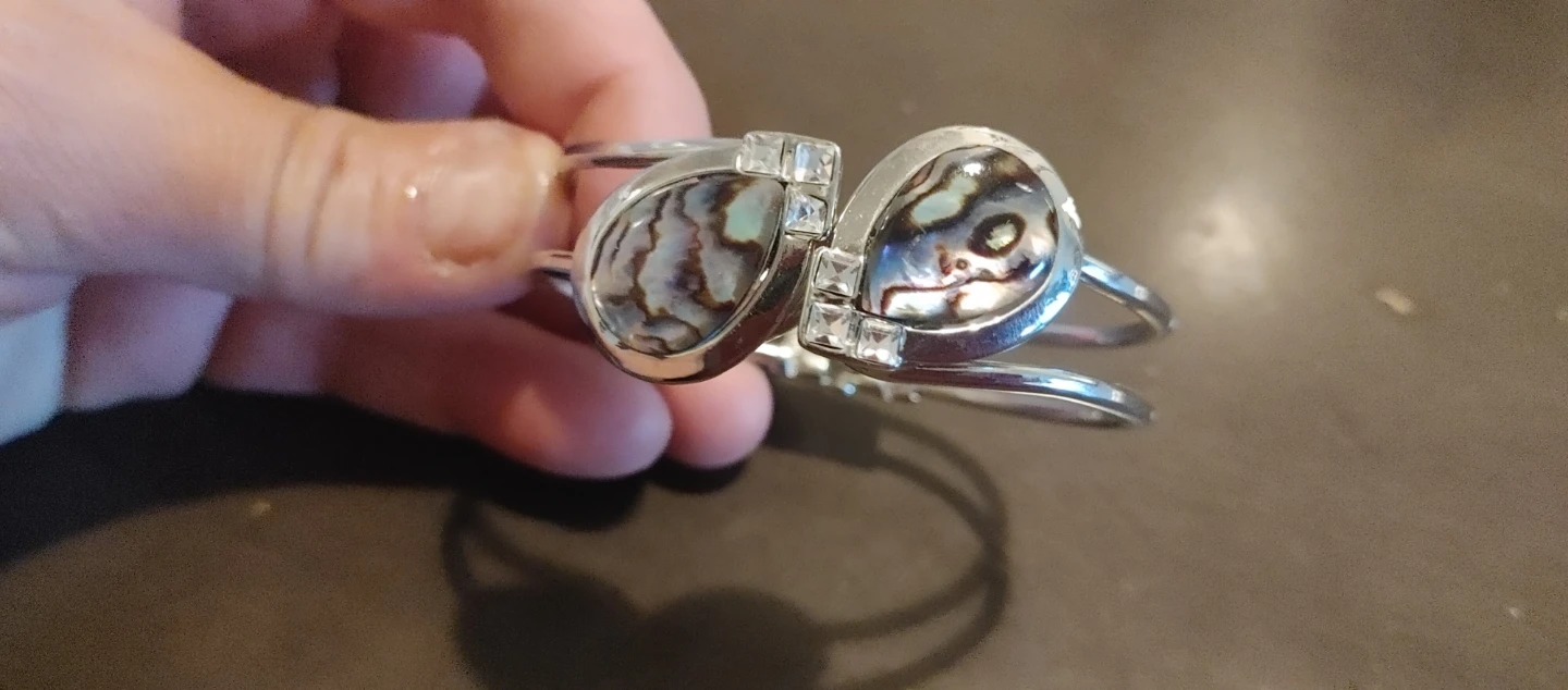 Abalone and Crystal Bangle Bracelet