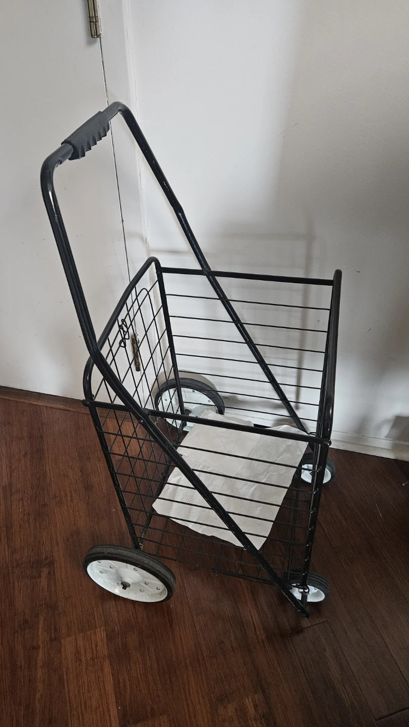 Black Metal Shopping Cart with Wheels - photo 2