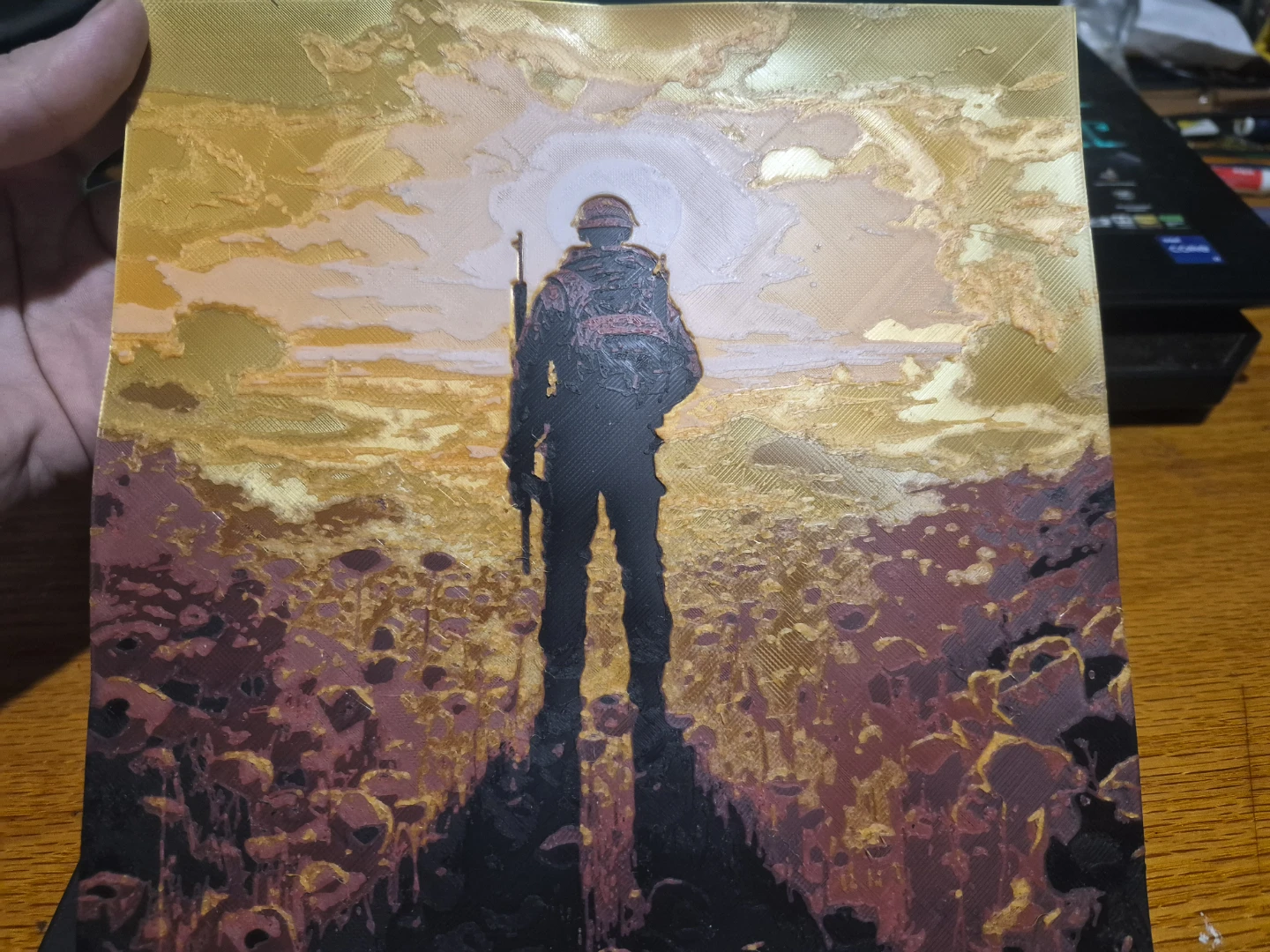 3D Printed Art Print - Soldier with Poppies