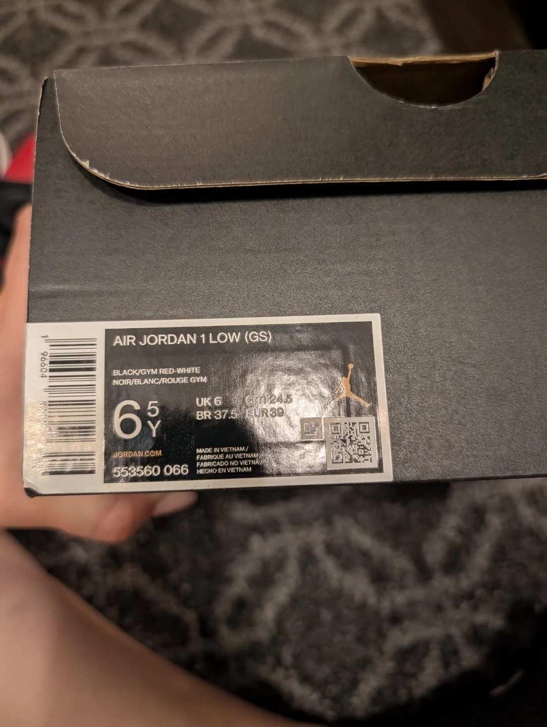 Air Jordan 1 Low (GS) Black/Gym Red-White - photo 5