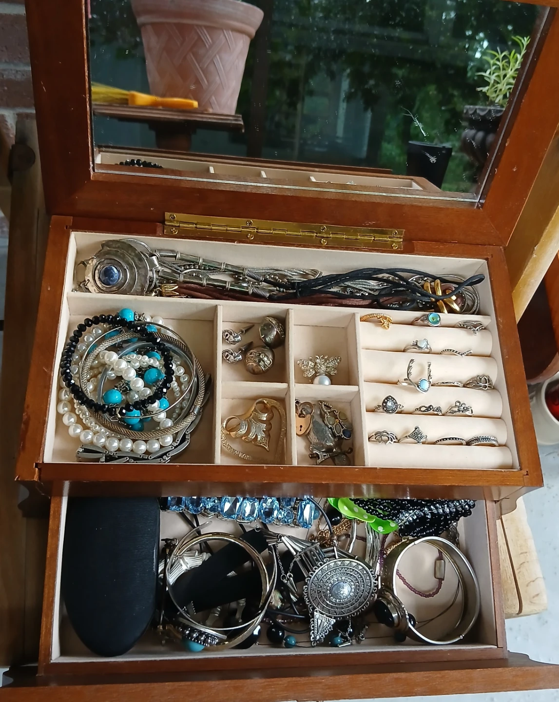 Wooden Jewelry Box and Jewelry collection