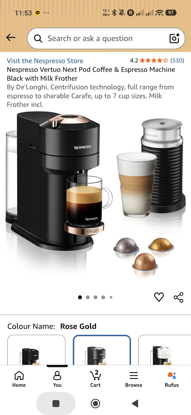 Nespresso Vertuo with Aeroccino 3 Milk Frother - Rose Gold - photo 4