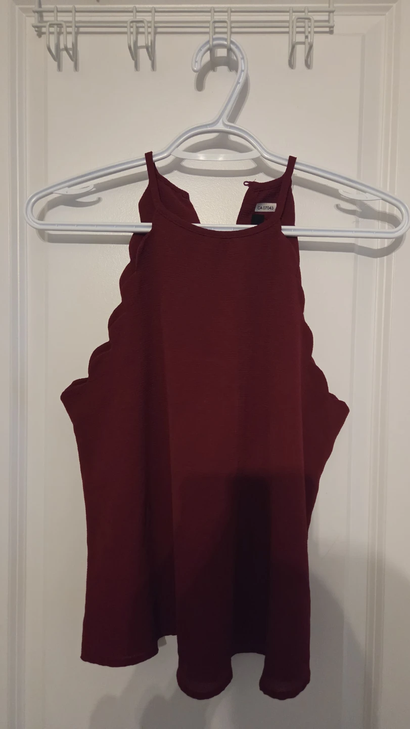 Maroon Scalloped Halter Top