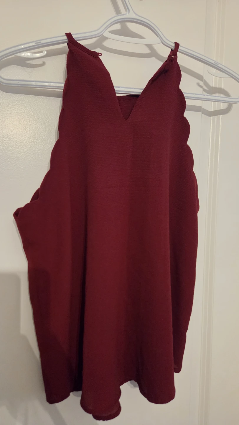 Maroon Scalloped Halter Top - photo 3