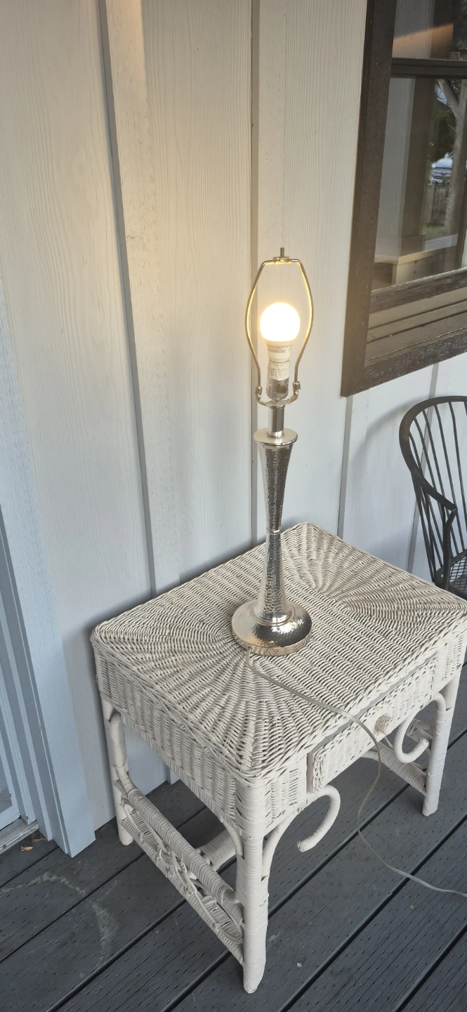 Silver Table Lamp with White Shade