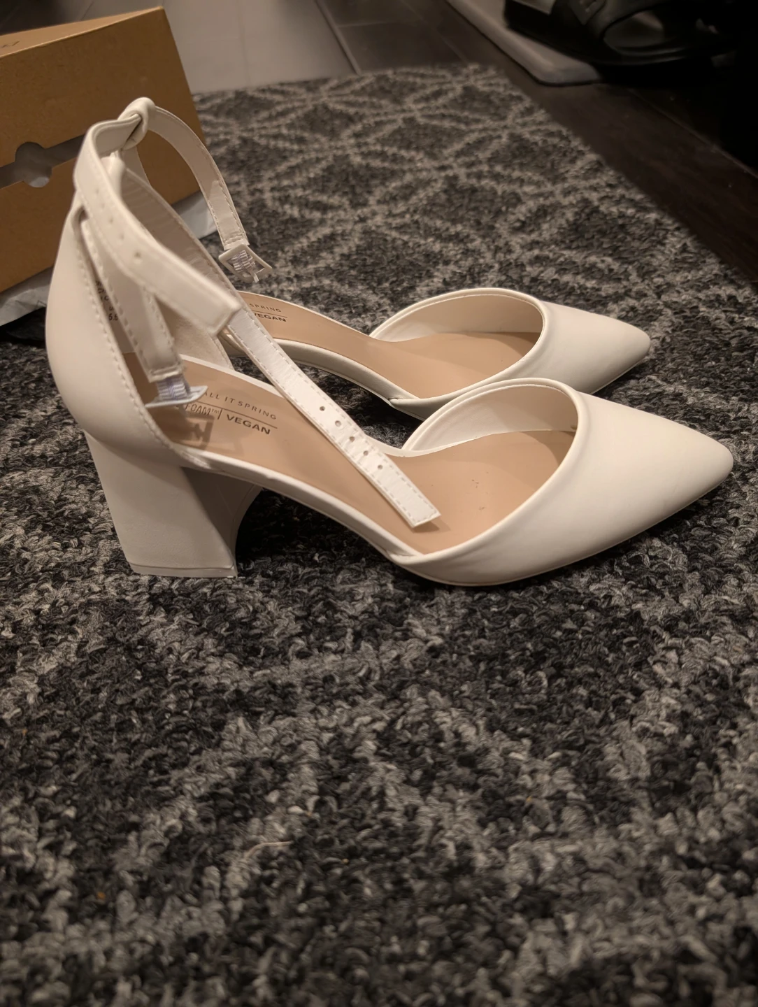 White closed toe heels