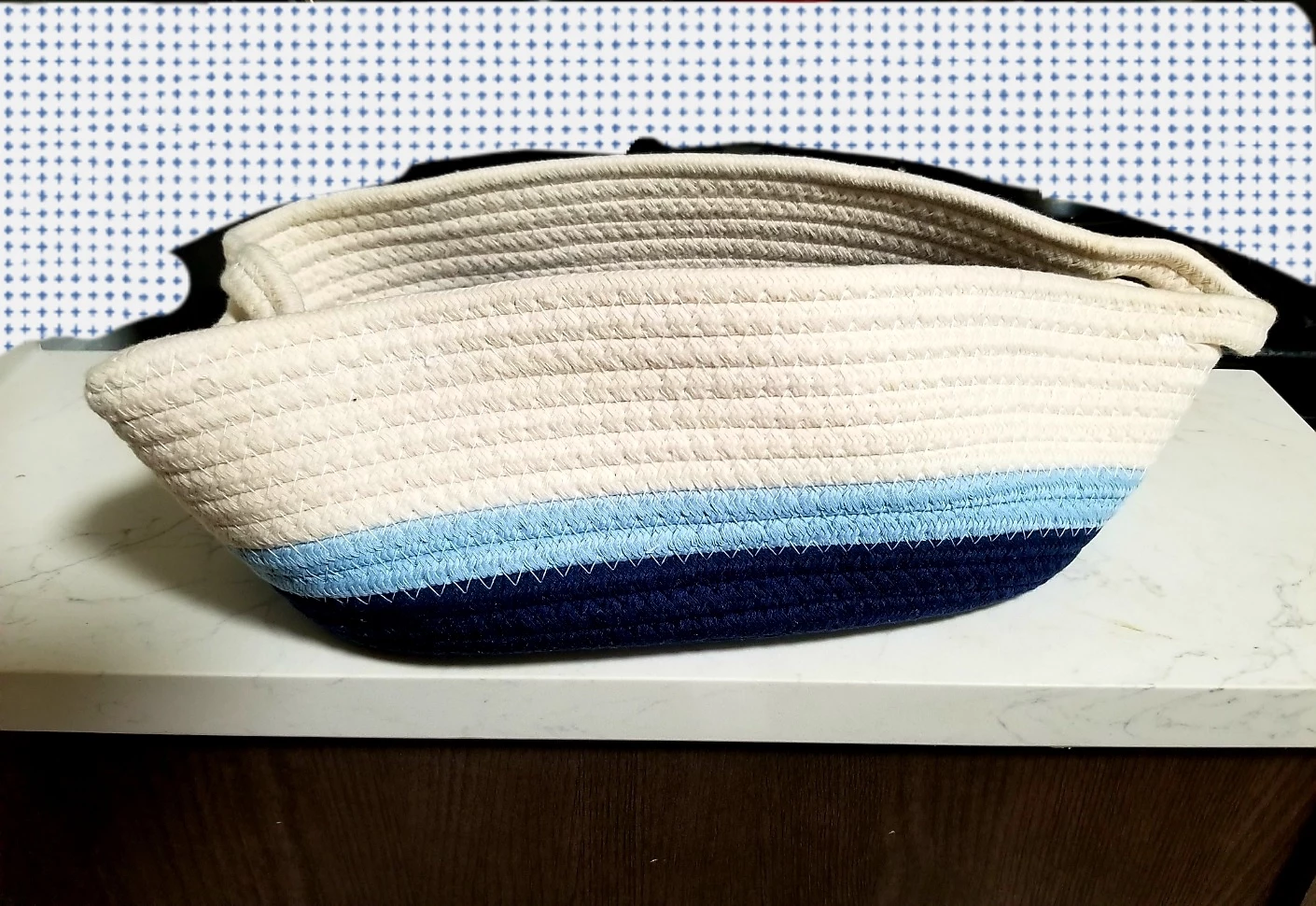NEW Woven Rope Storage Basket, Navy