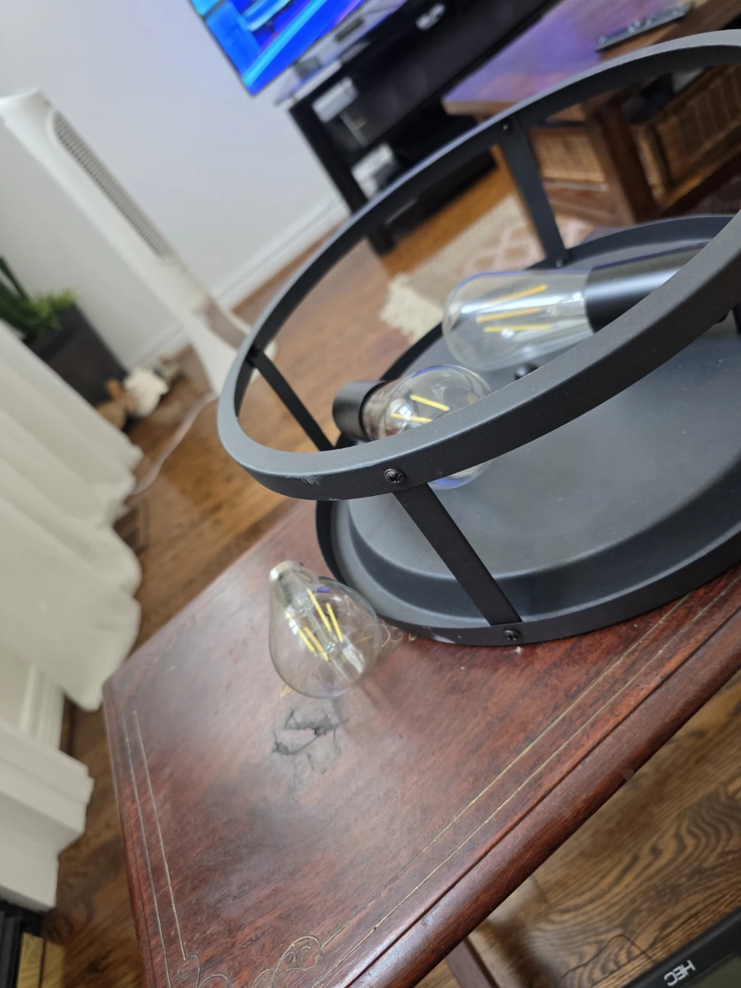 BLACK Industrial Style Flush Mount Light Fixture with 2 Bulbs - photo 3