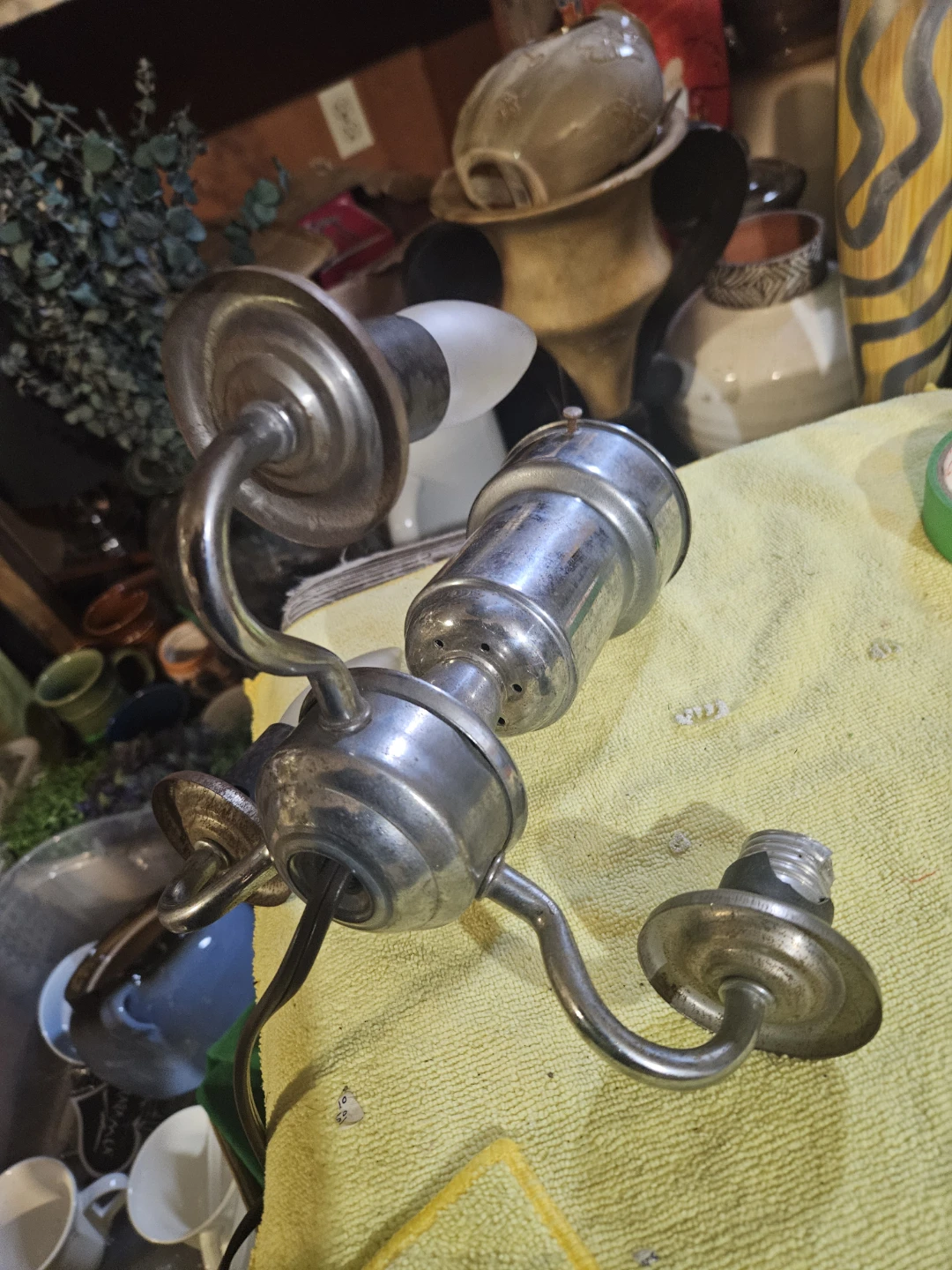 Vintage 3-Light Chandelier Lamp Fixture - photo 4