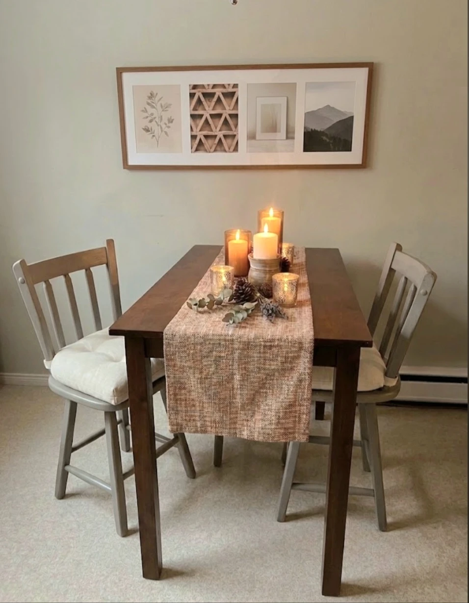 Dining table and two chairs