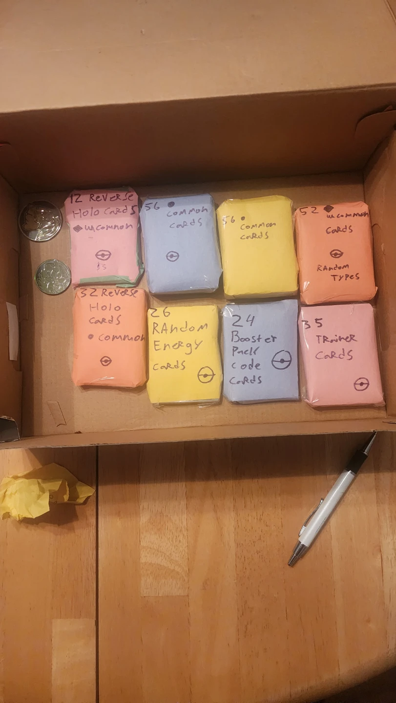 Pokemon Cards Bulk packaged and sorted.