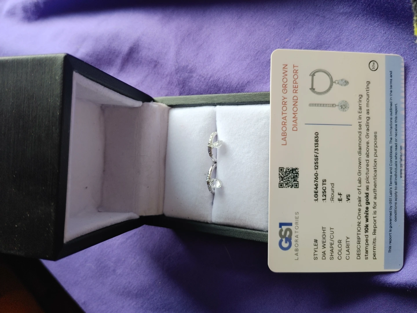 Pair of Lab Grown Diamond Earrings 10k White Gold