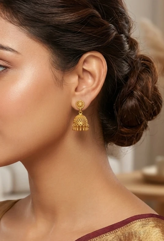Golden Jhumka Earrings