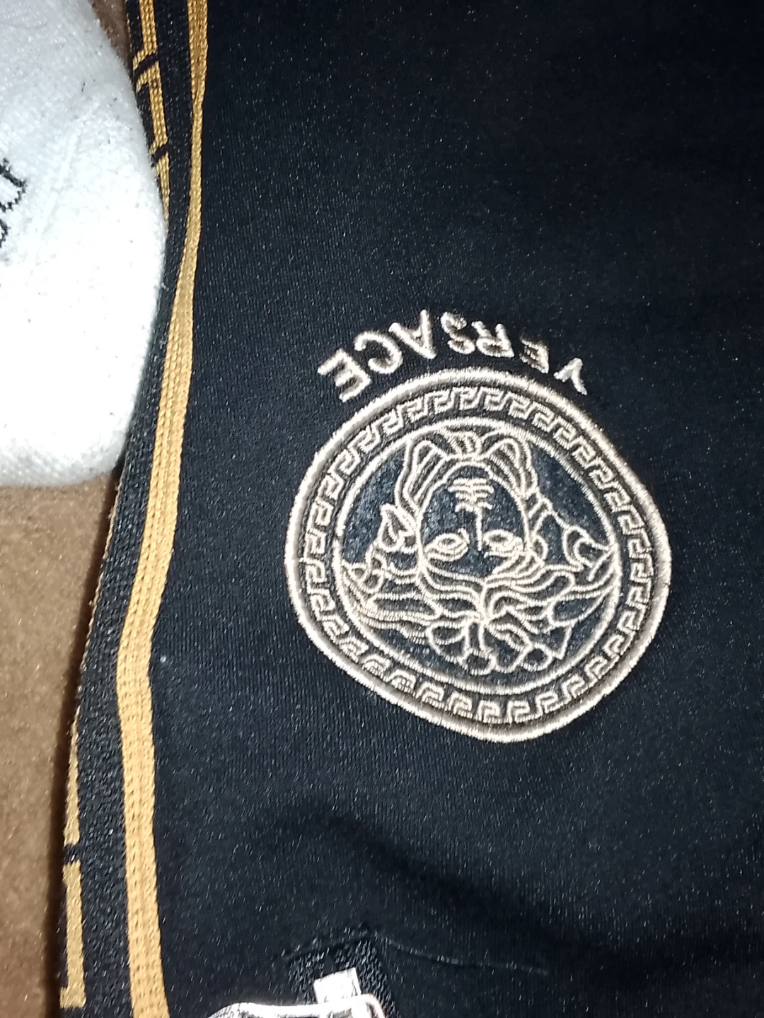 Versace Black Track Pants with Gold Medusa Logo