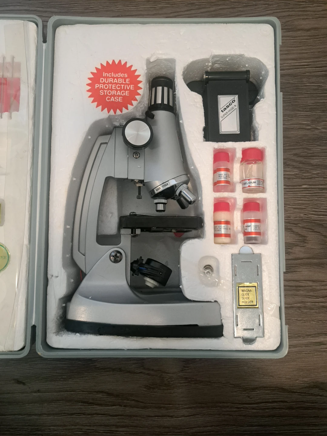 Old-school battery powered microscope.