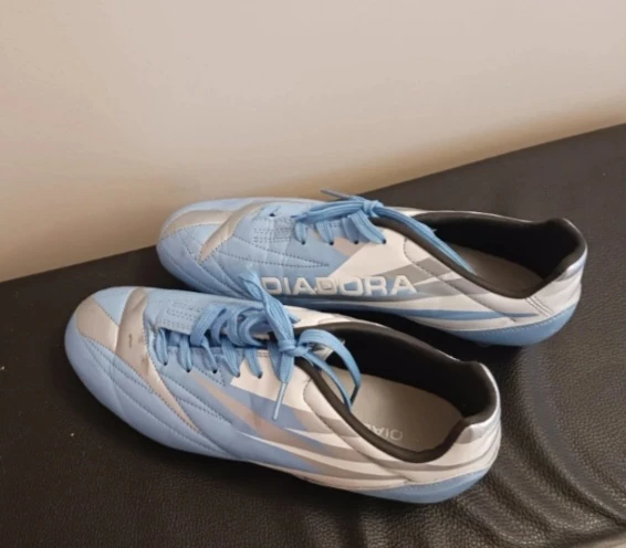 Diadora light blue soccer cleats
