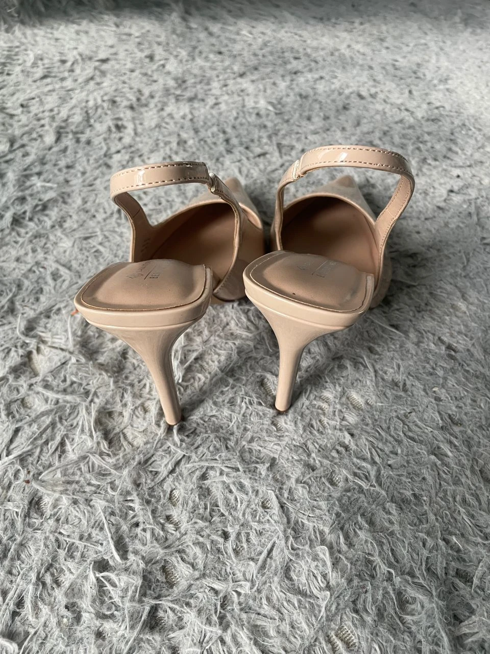 Call It Spring Beige Patent Slingback Heels