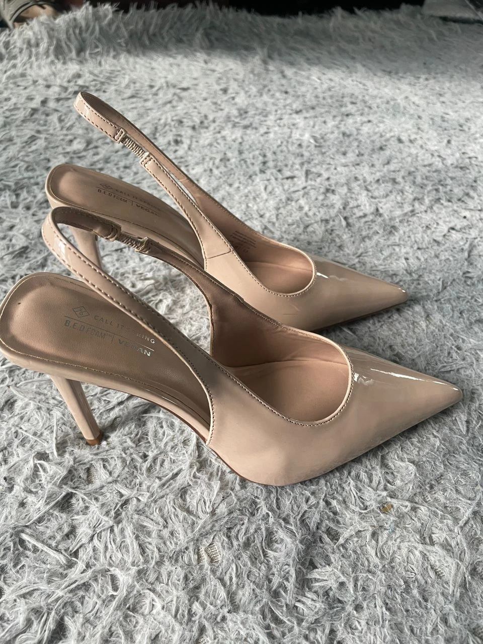 Call It Spring Beige Patent Slingback Heels - photo 3