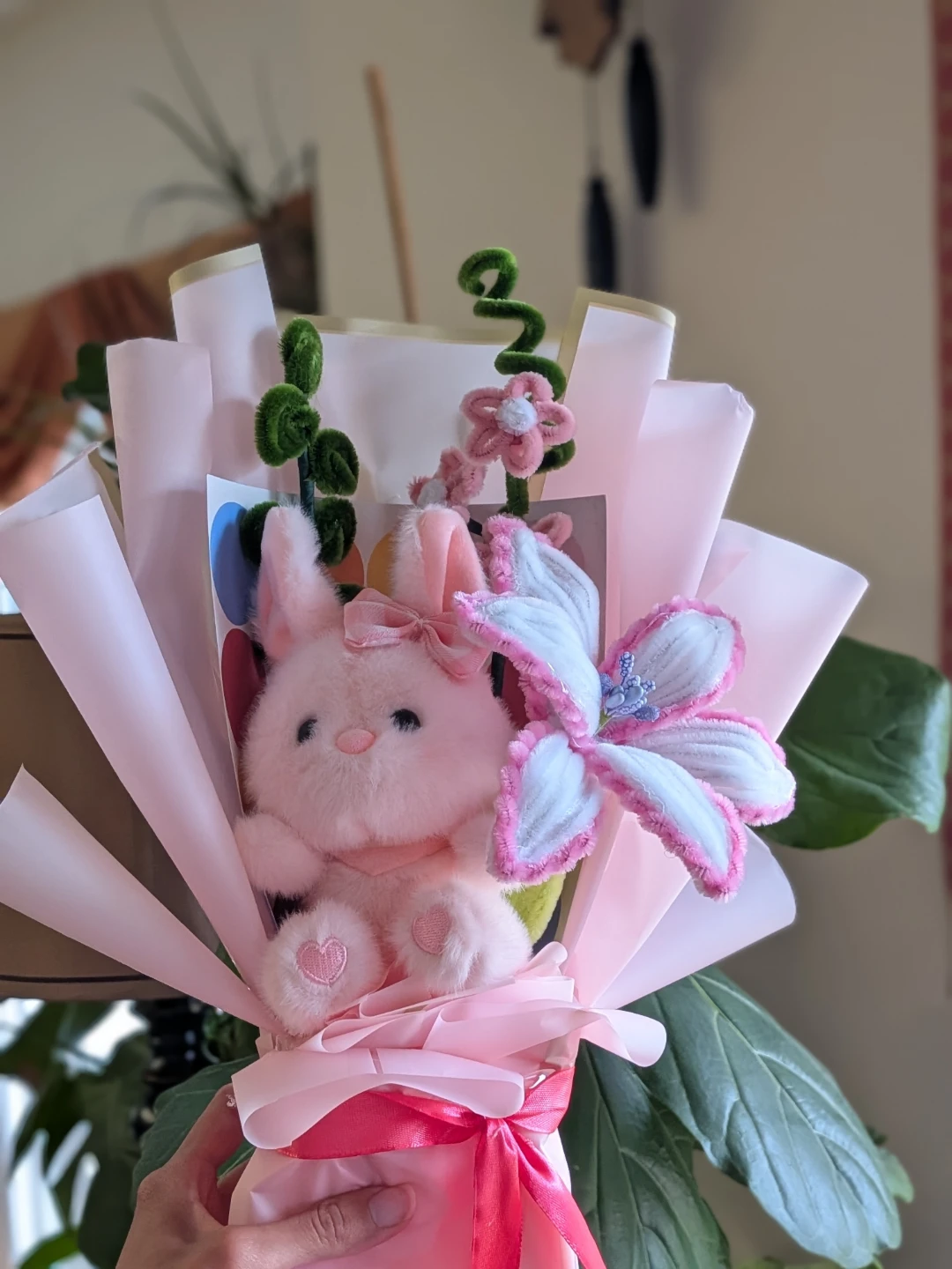 Nush customized Handmade Pink Plush Bunny Bouquet - photo 4