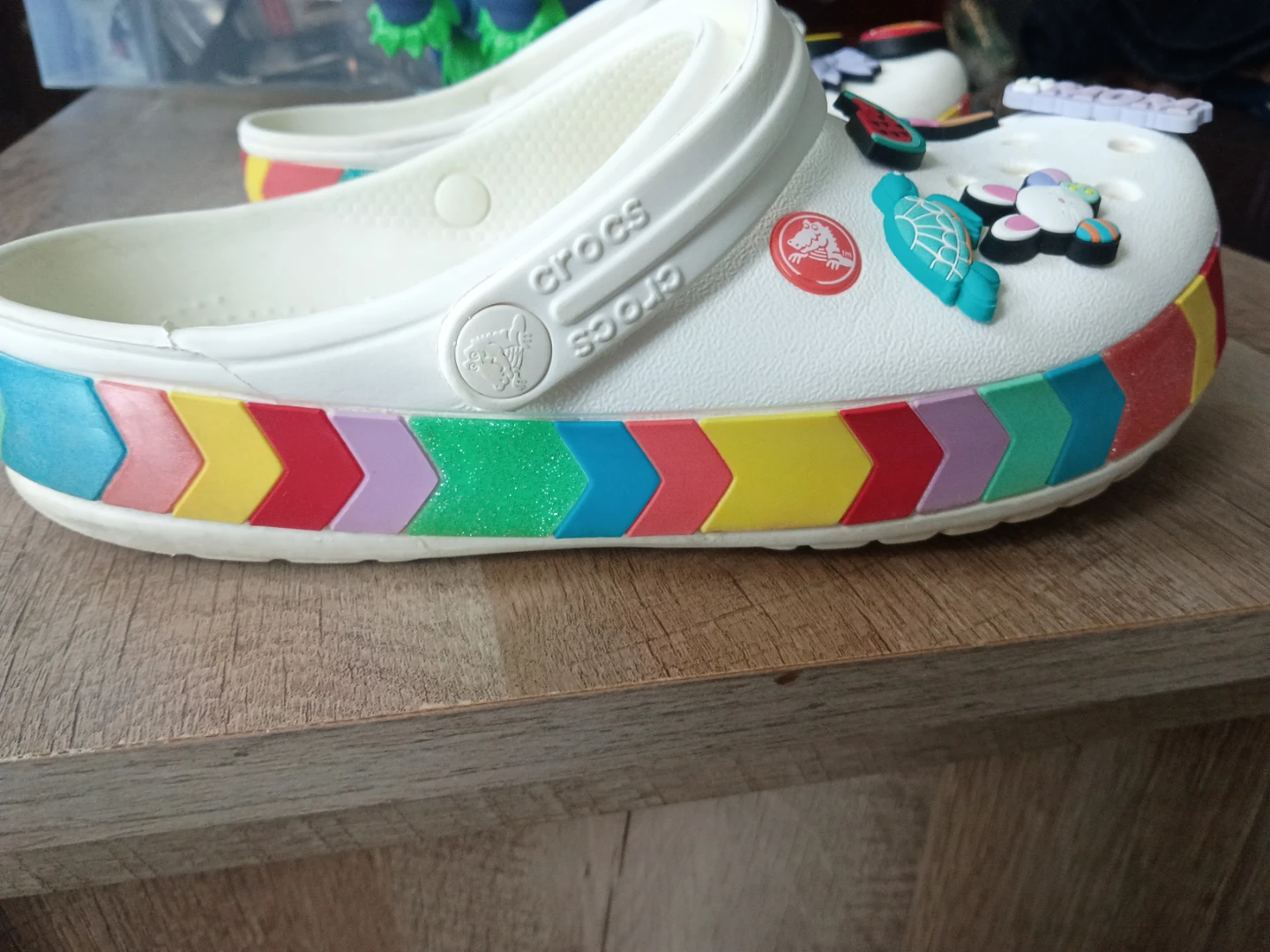 White Crocs with Jibbitz Charms - Size 5 - photo 3