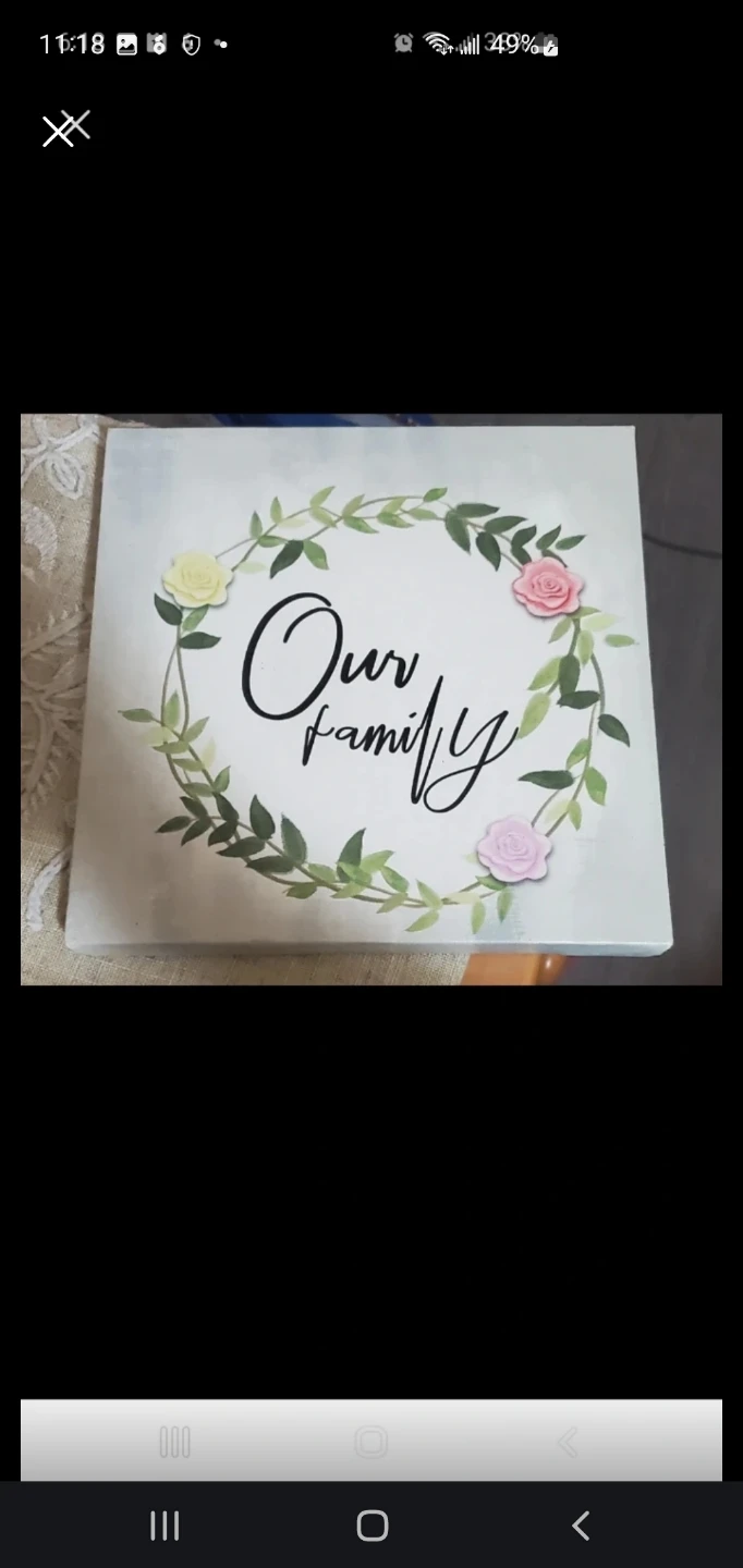 Our Family Floral Wreath Square Canvas Art