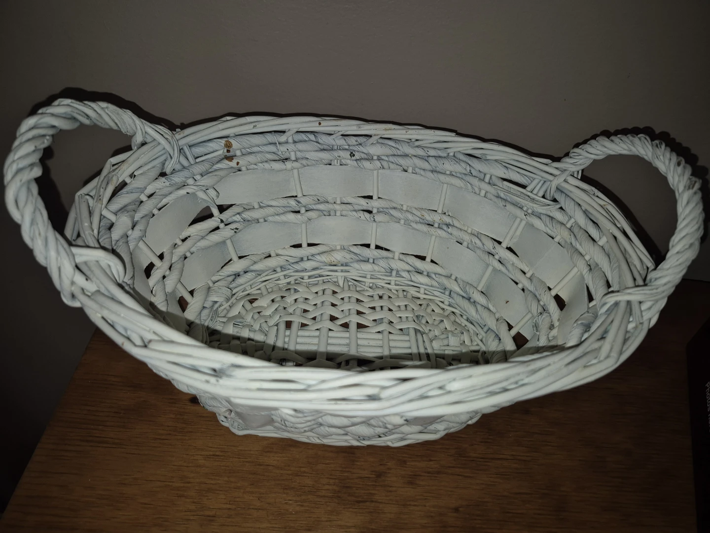 White Woven Basket with Handles - photo 2