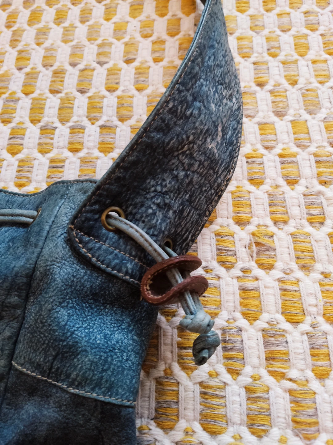 Blue Distressed Leather Crossbody Shoulder Bag - photo 2