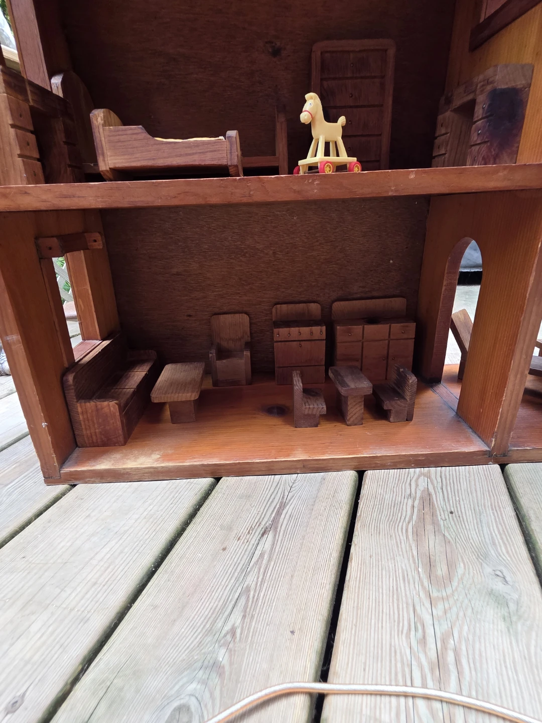 Vintage Handcrafted Wooden Dollhouse with Furniture Set - photo 5