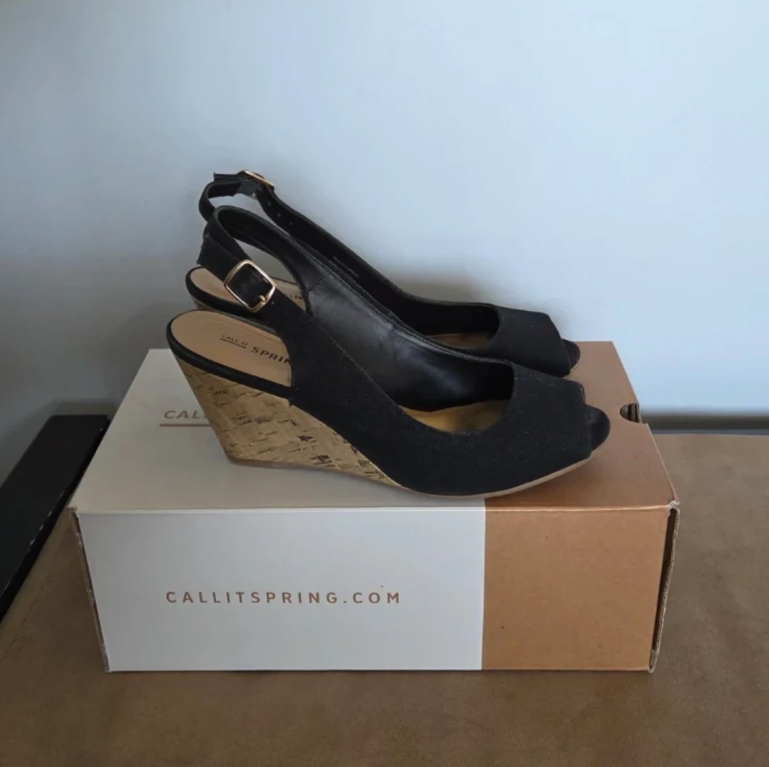 Call It Spring Black Wedge Sandals - photo 4