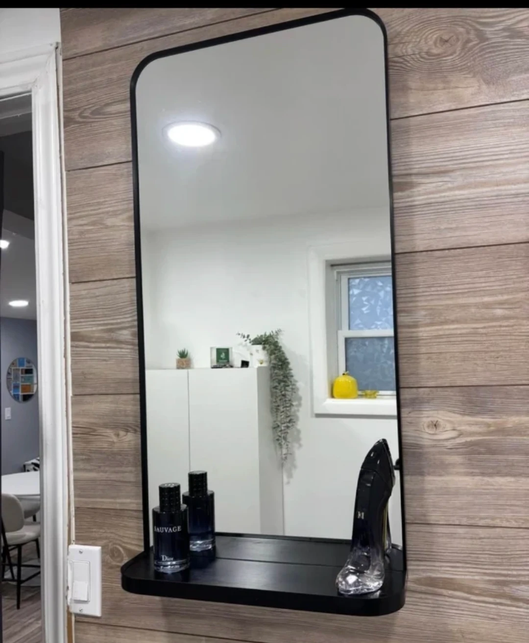 IKEA LINDBYN Mirror with Shelf Black