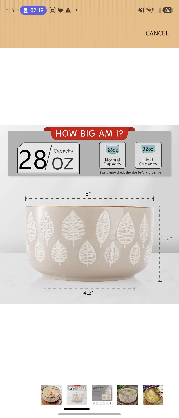 Set of 2 Beige Leaf Pattern Bowls - photo 3