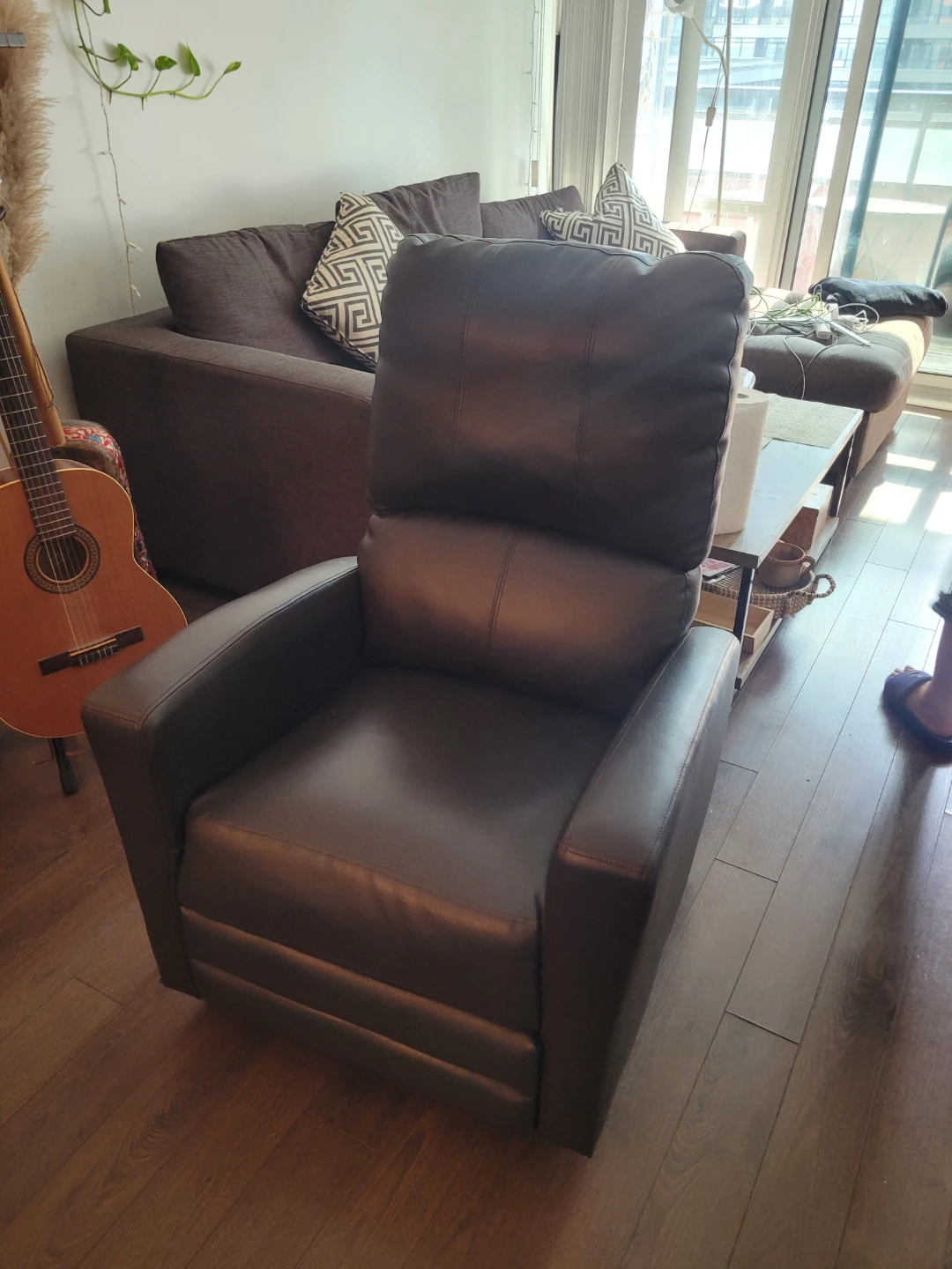 Brown Faux Leather Recliner Chair