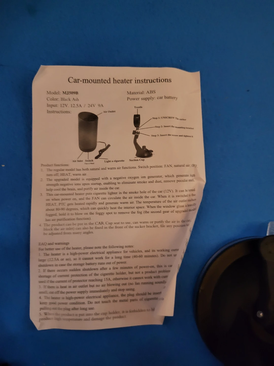 Auto Heater Fan MJ509B Car Heater and Fan - photo 2