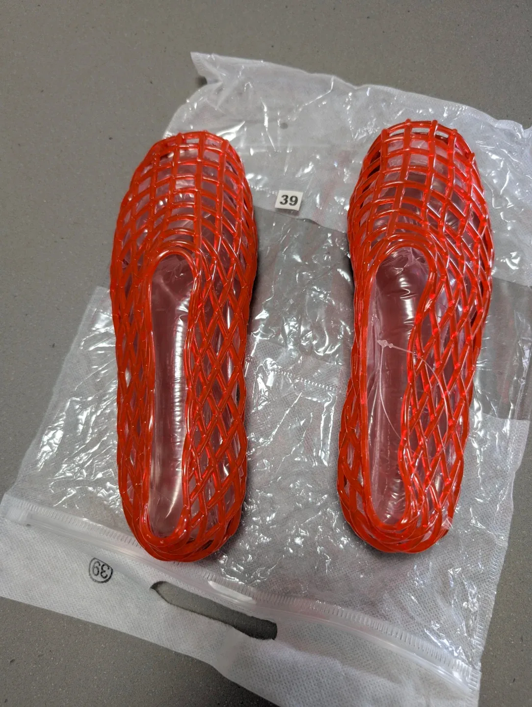 Red Jelly Shoes Size 39