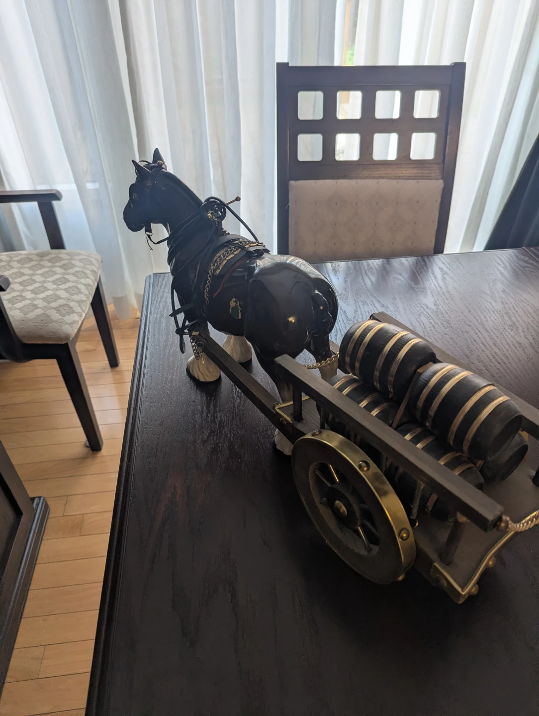 Horse and Wagon Figurine with Barrels - photo 2