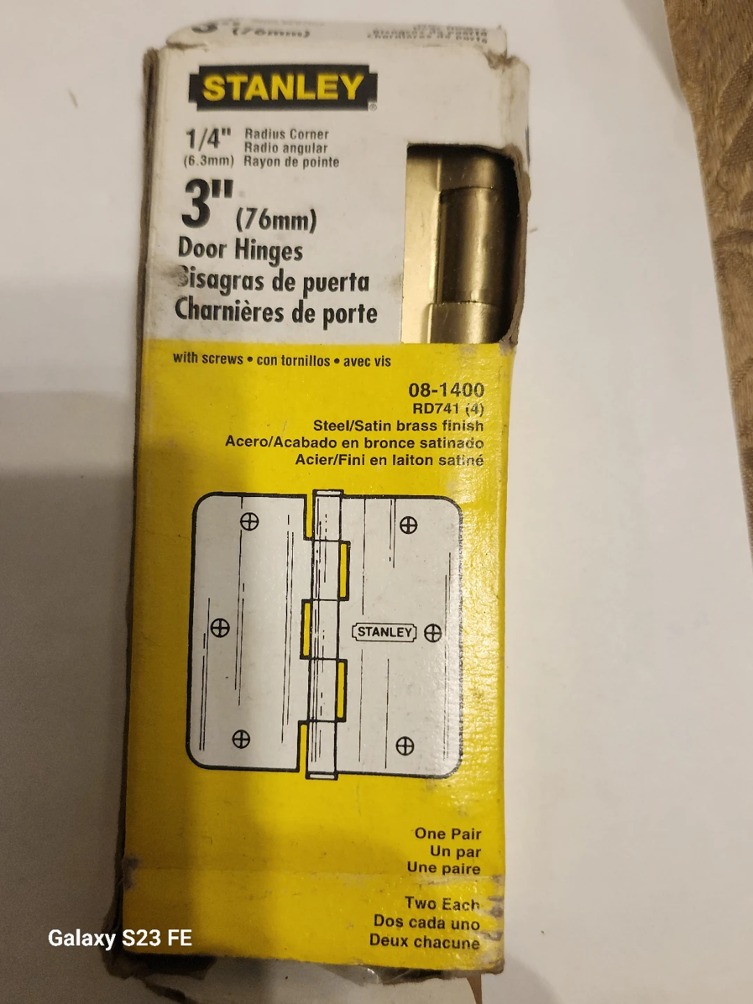 Stanley 3" Door Hinges (76mm) - Steel/Satin Brass Finish - photo 2