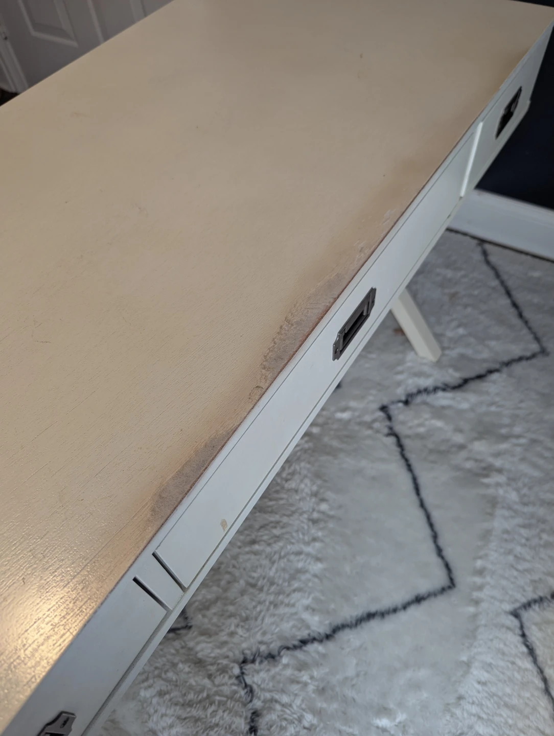 White X-Leg Desk with 3 Drawers - photo 2