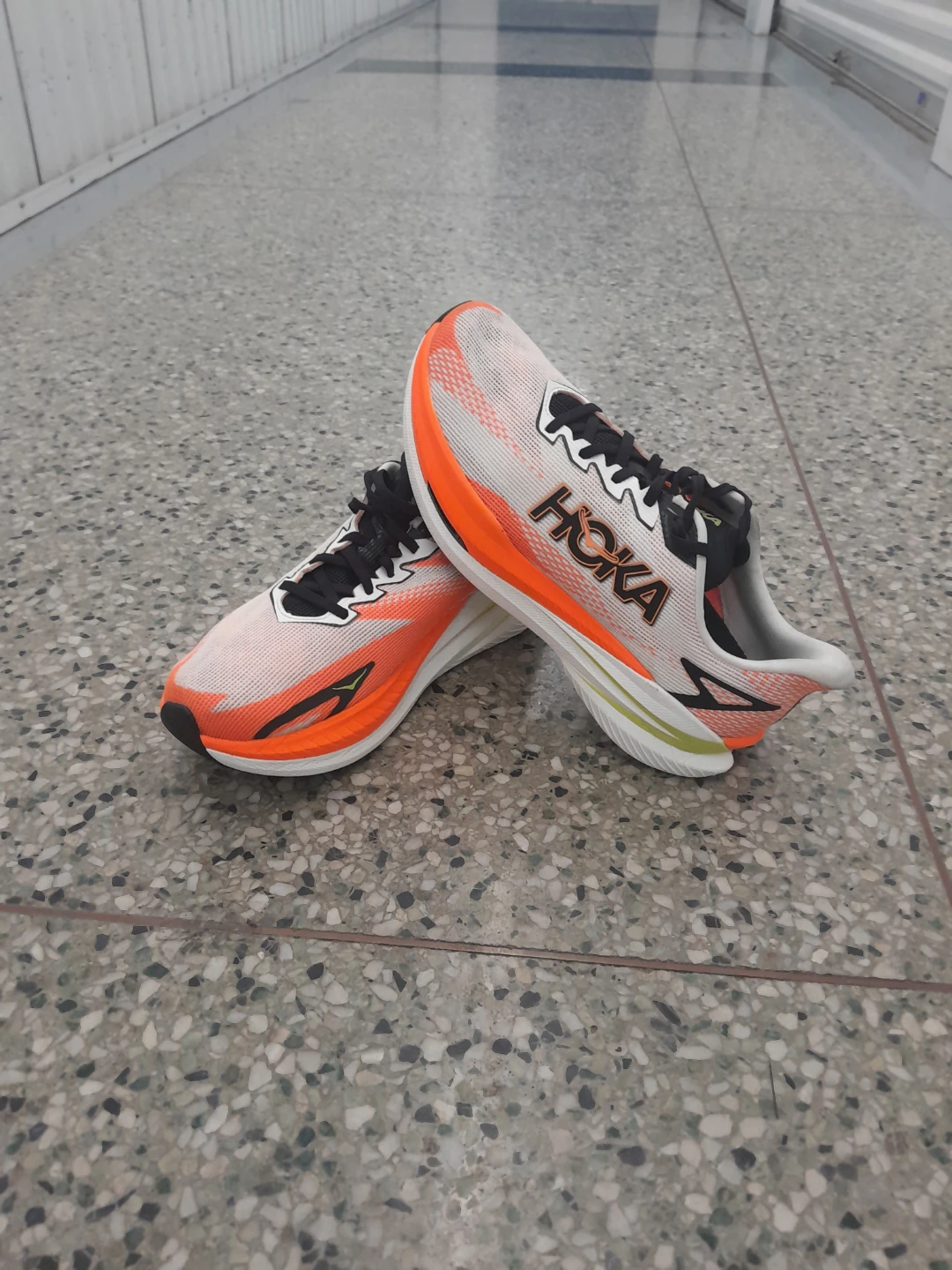 HOKA Mach 5 Running Shoes - Orange/White Men's Size  10.5