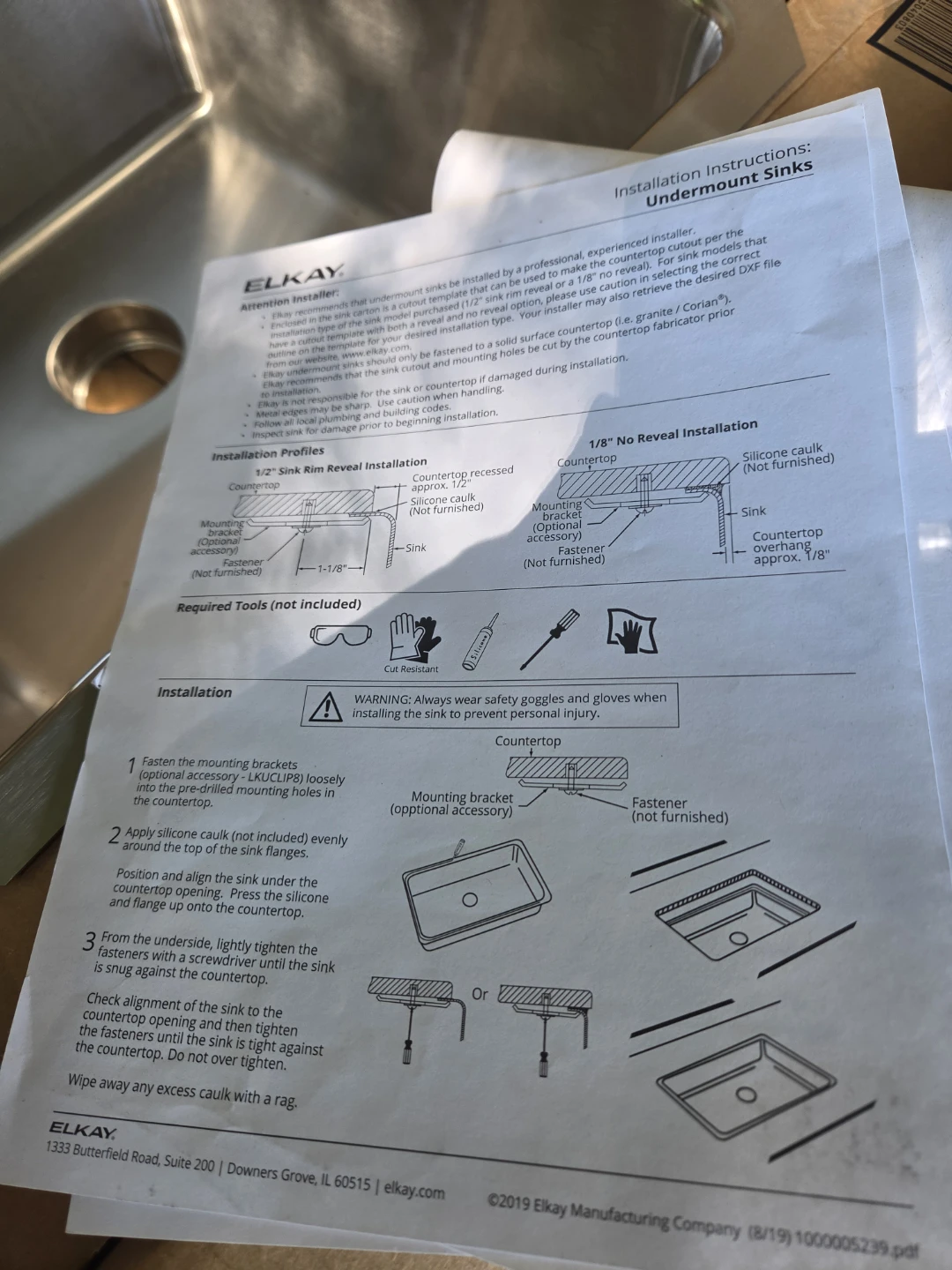 Elkay Undermount Sink Template 16" X 16" - photo 4