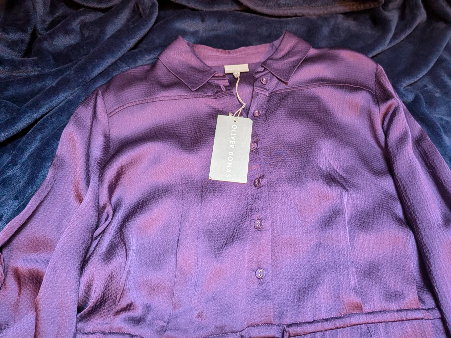 Oliver Bonas Purple Satin Mini Dress - Size 12 - photo 4