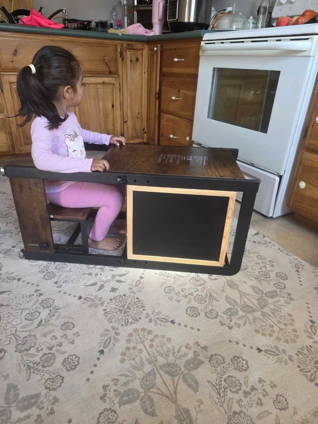 Wooden Kitchen Helper Stool with Chalkboard