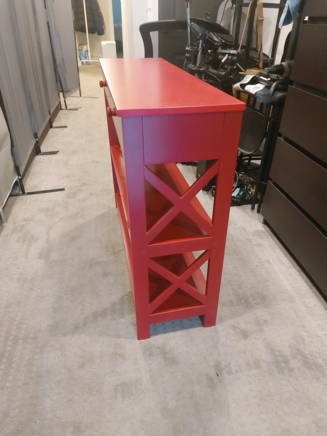 Red Console Table with Drawer and Shelves - photo 3