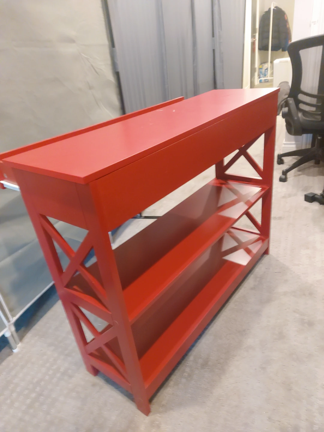 Red Console Table with Drawer and Shelves - photo 5