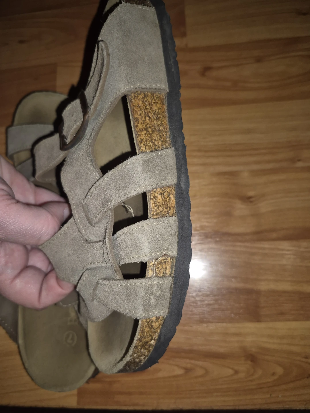 Women's Beige Suede Strap Sandals , size 7 - photo 2