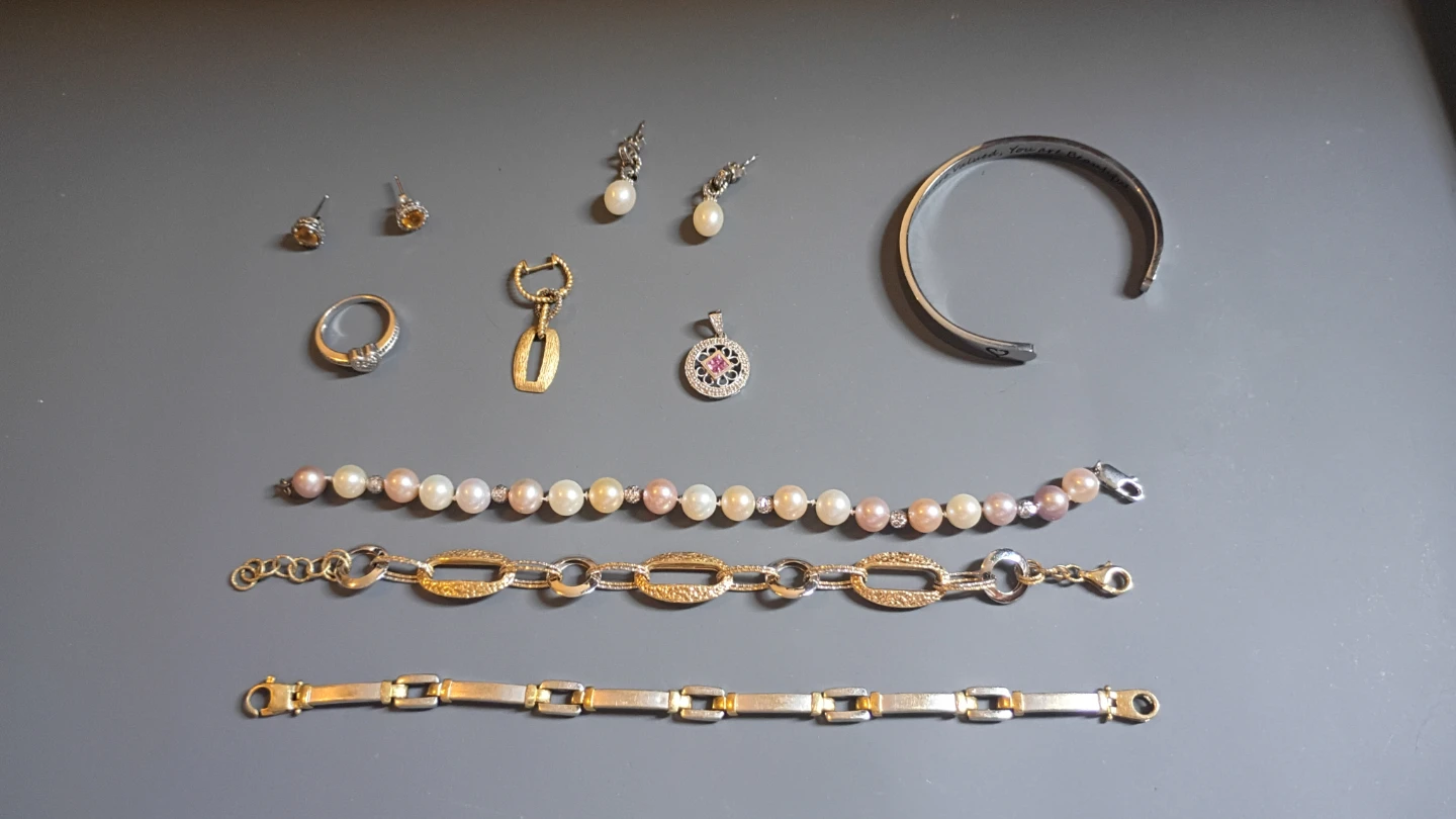 Assorted Jewelry Lot: Bracelets, Ring, Earrings, Pendant