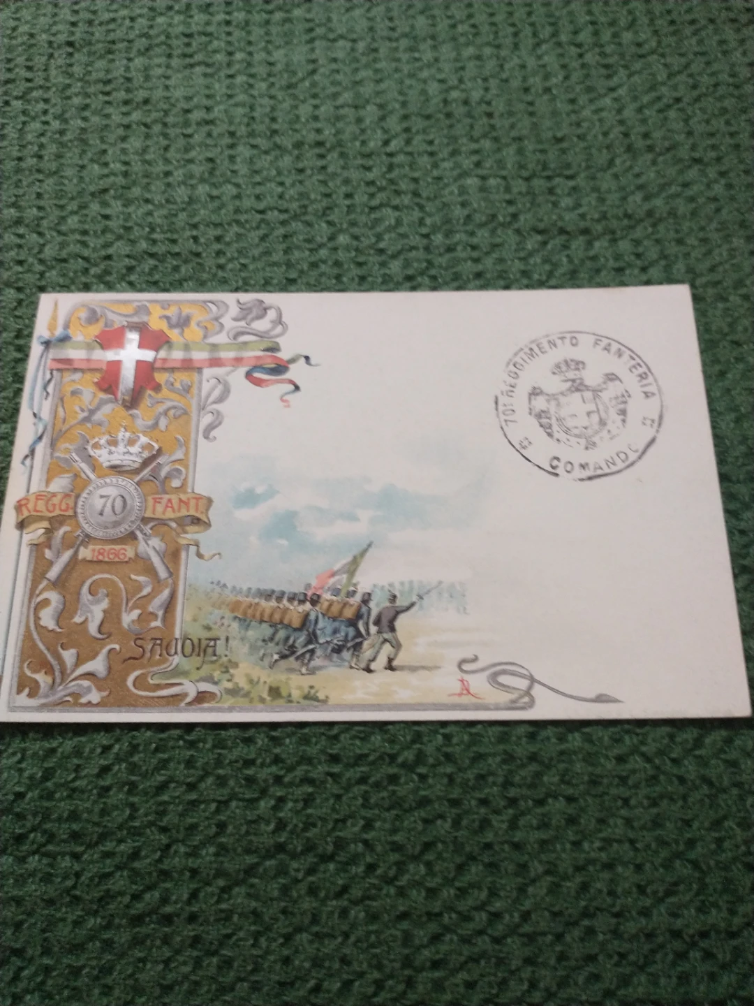 Sweet 1910s-1920s Mint Italian Postcard - 70th Infantry Regiment
