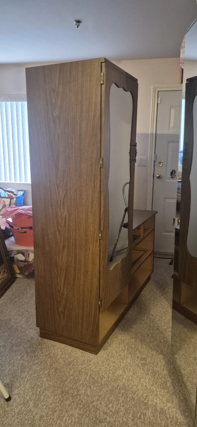 Wood Armoire with Mirror