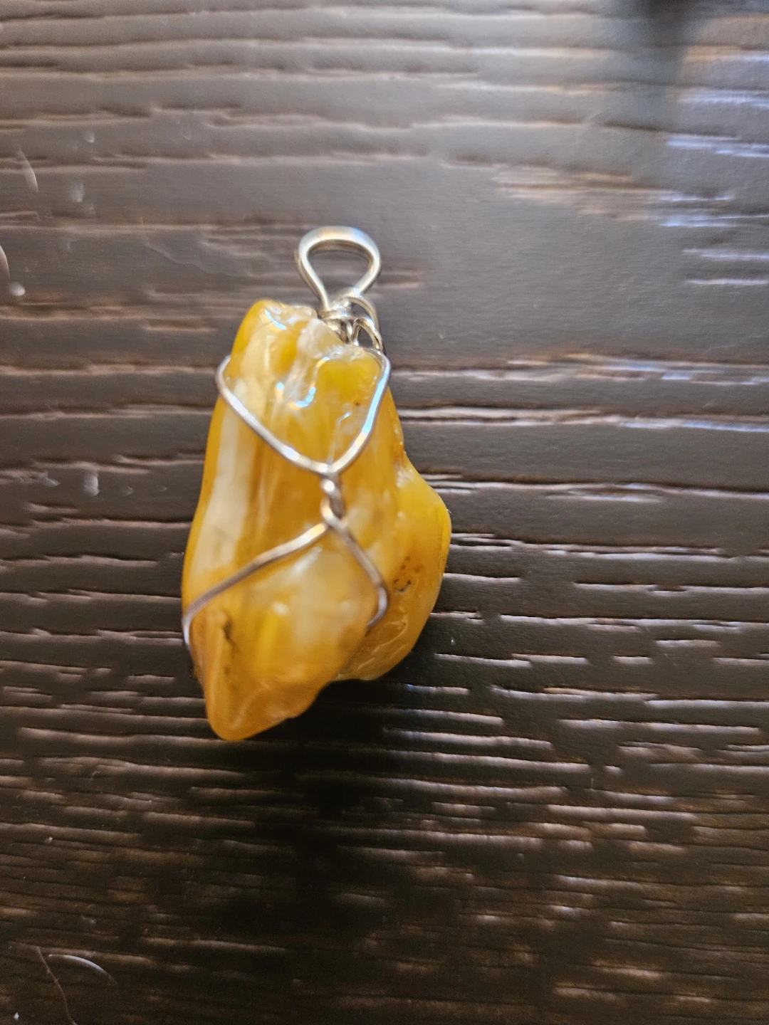 Wire Wrapped Baltic Amber Stone Pendant - photo 2