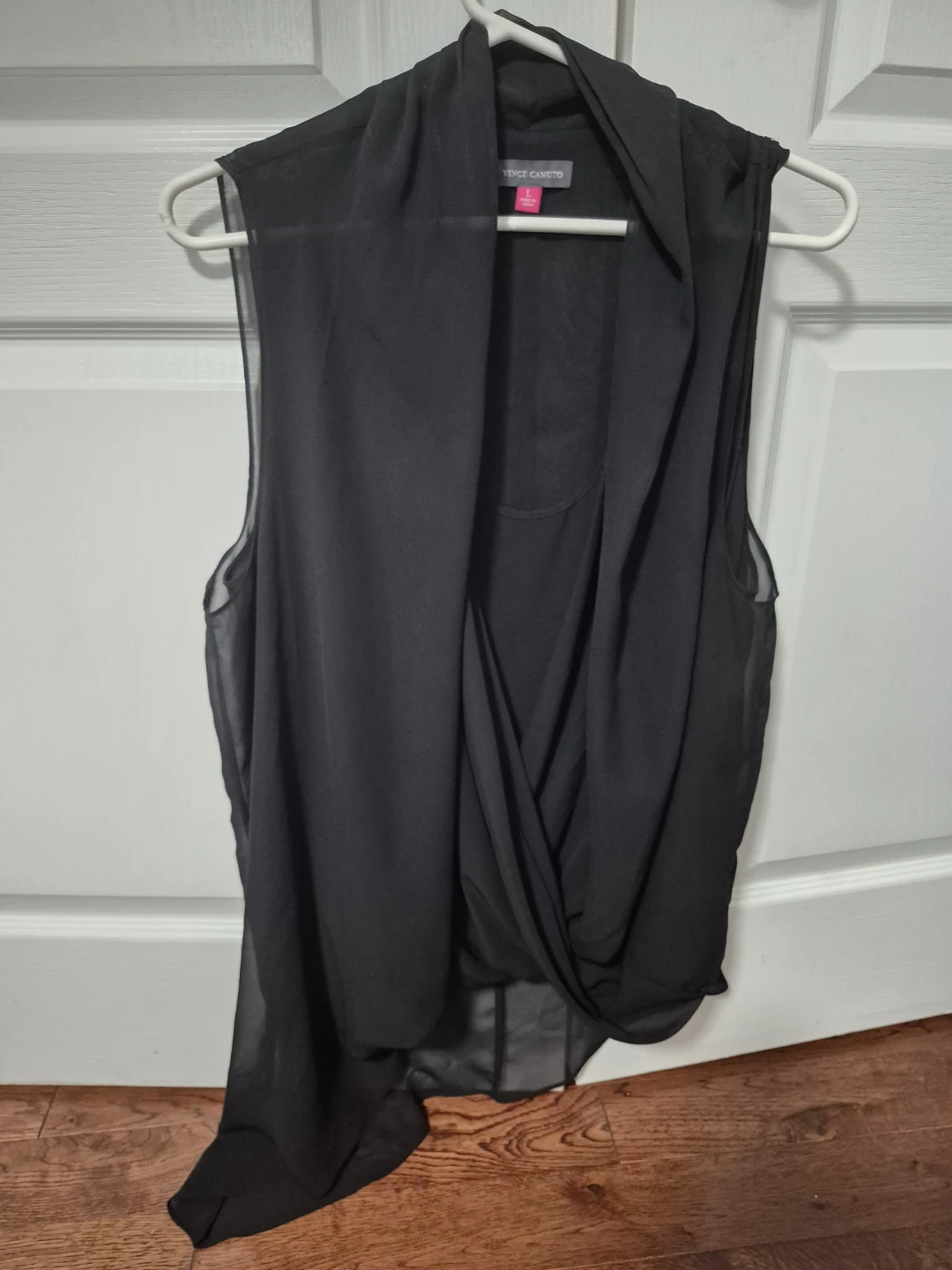 Vince Camuto Black Sleeveless Draped Vest